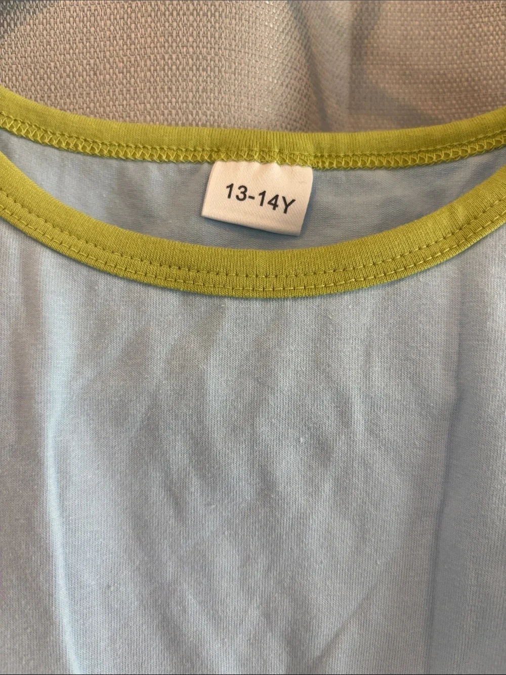 Girls Light Blue Tank & Shorts Matching Set with Lime and Lavender Trim